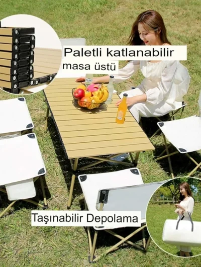 Katlanabilir Alüminyum Kamp Masası | Gold Renk