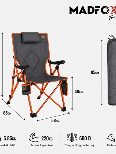 Madfox FlexLounge 3X Katlanabilir Kamp Sandalyesi Steel Ember